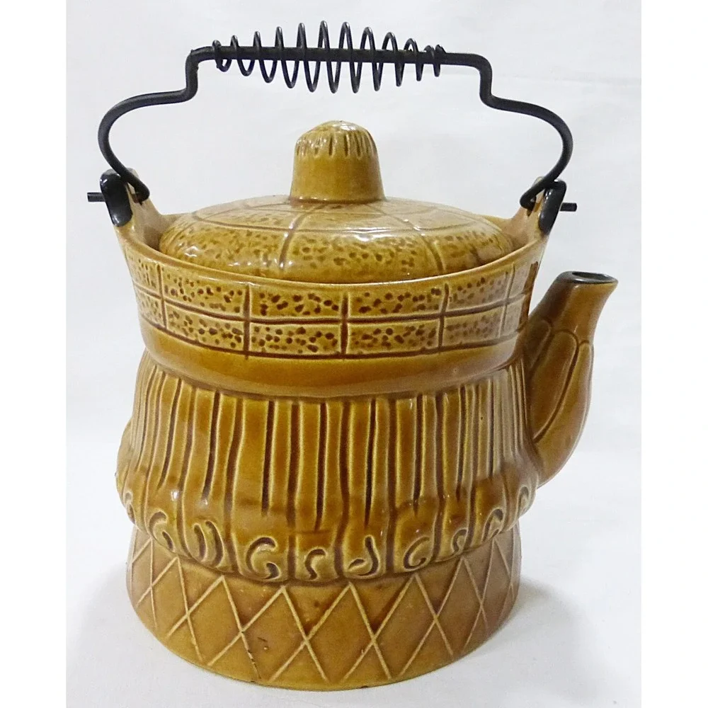 Vintage tea pot pitcher japan ben franklin face kitchen ware decor farmhouse